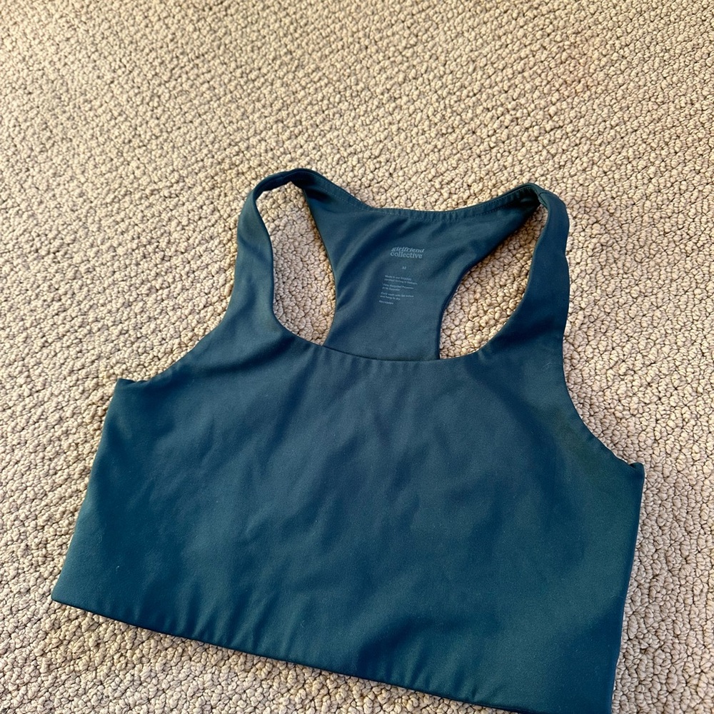 Girlfriend collective green medium sports bra